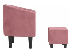 Discount vidaxl Poltrona com apoio de pés veludo Rosa