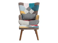 Poltrona*ModernLuxe Poltrona com apoio para os pés - com padrão patchwork colorido - Multicolor Multicor