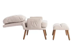 Best KOMHTOM Poltrona com apoio para os pés, encosto ajustável em cinco posições, função reclinável, Bege