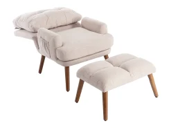 Best KOMHTOM Poltrona com apoio para os pés, encosto ajustável em cinco posições, função reclinável, Bege