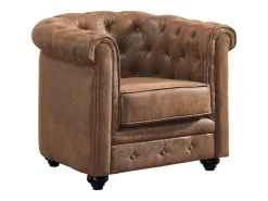 New Vente-unique Poltrona com aspeto envelhecido vintage CHESTERFIELD Castanho