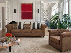 New Vente-unique Poltrona com aspeto envelhecido vintage CHESTERFIELD Castanho