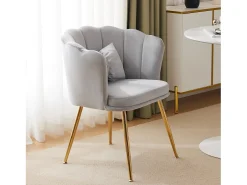 Poltrona*KOMHTOM Poltrona com encosto em forma de pétalas, almofadas em forma de borboleta, veludo, cinza Cinzento