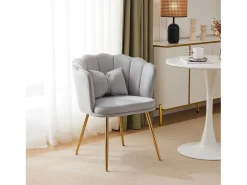 Poltrona*KOMHTOM Poltrona com encosto em forma de pétalas, almofadas em forma de borboleta, veludo, cinza Cinzento