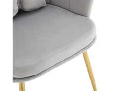 Poltrona*KOMHTOM Poltrona com encosto em forma de pétalas, almofadas em forma de borboleta, veludo, cinza Cinzento
