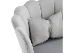 Poltrona*KOMHTOM Poltrona com encosto em forma de pétalas, almofadas em forma de borboleta, veludo, cinza Cinzento