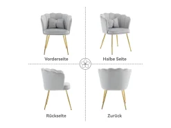 Poltrona*KOMHTOM Poltrona com encosto em forma de pétalas, almofadas em forma de borboleta, veludo, cinza Cinzento