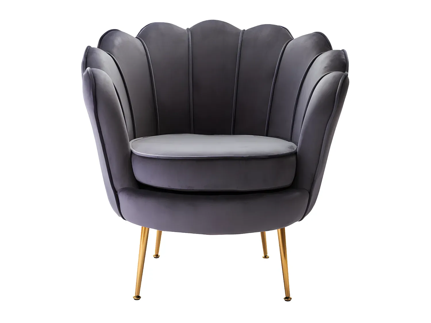 Poltrona*Vente-unique Poltrona concha em veludo antracite pés dourados DANDELION Cinza antracite