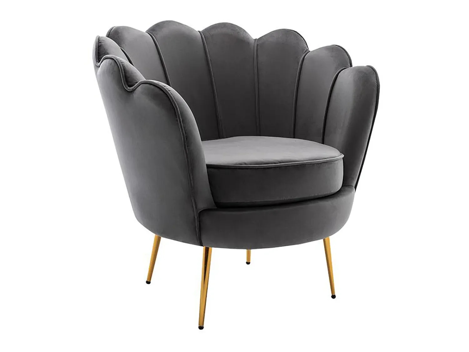 Poltrona*Vente-unique Poltrona concha em veludo antracite pés dourados DANDELION Cinza antracite