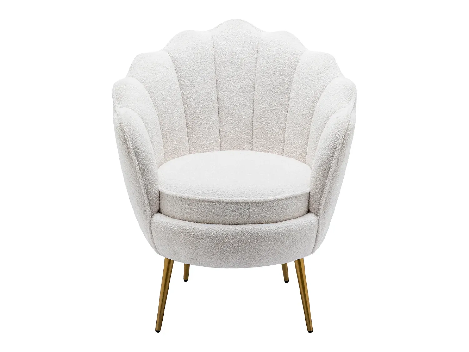 Poltrona|Vente-unique Poltrona concha tecido bouclé pés em metal LALEA Branco