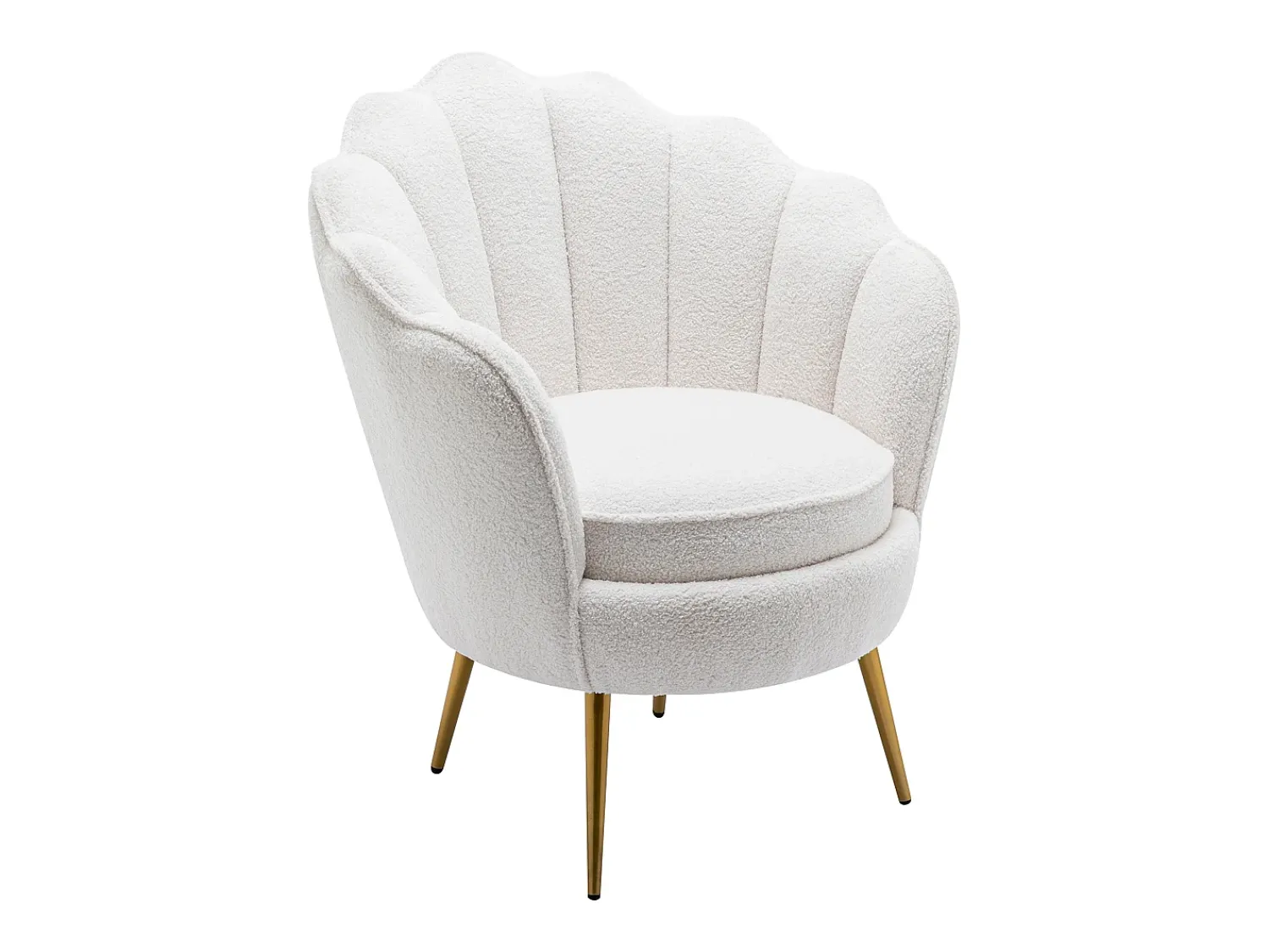 Poltrona|Vente-unique Poltrona concha tecido bouclé pés em metal LALEA Branco