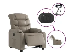 Discount Poltrona Confortável | Poltrona reclinável elétrica couro artificial cor cappuccino SHL220065 Castanho