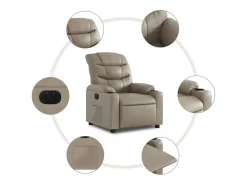 Discount Poltrona Confortável | Poltrona reclinável elétrica couro artificial cor cappuccino SHL220065 Castanho
