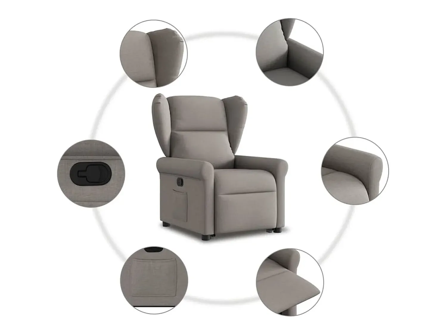Poltrona* Poltrona Confortável | Poltrona reclinável elevatória tecido cinzento-acastanhado SHL947804 Taupe