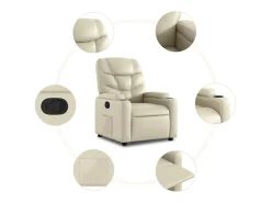 Best Poltrona Confortável | Poltrona reclinável elevatória couro artificial cor SHL878220 Creme