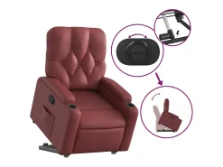 Poltrona* Poltrona Confortável | Poltrona reclinável elevatória couro artificial tinto SHL584279 Vermelho
