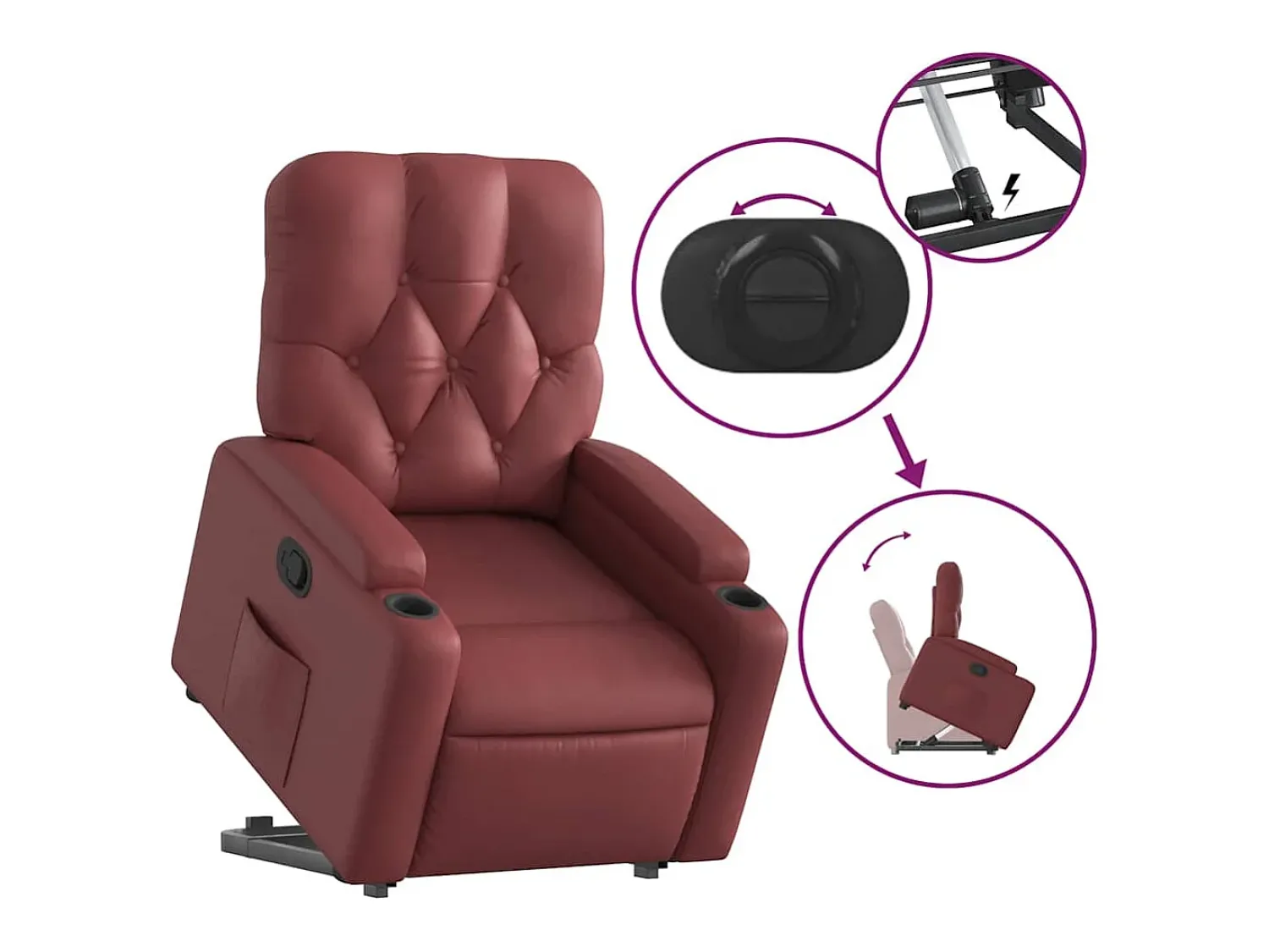 Poltrona* Poltrona Confortável | Poltrona reclinável elevatória couro artificial tinto SHL584279 Vermelho