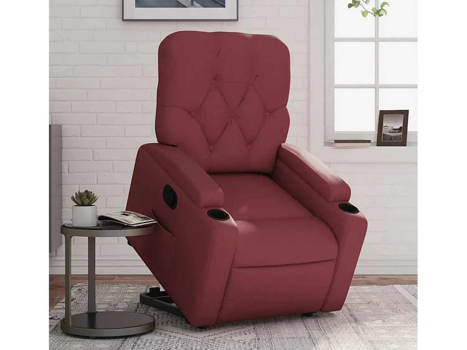 Poltrona* Poltrona Confortável | Poltrona reclinável elevatória couro artificial tinto SHL584279 Vermelho