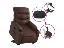 Poltrona* Poltrona Confortável | Poltrona reclinável elevatória couro artificial SHL491840 Castanho