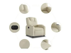 Poltrona* Poltrona Confortável | Poltrona reclinável elétrica couro artificial cor SHL982425 Creme