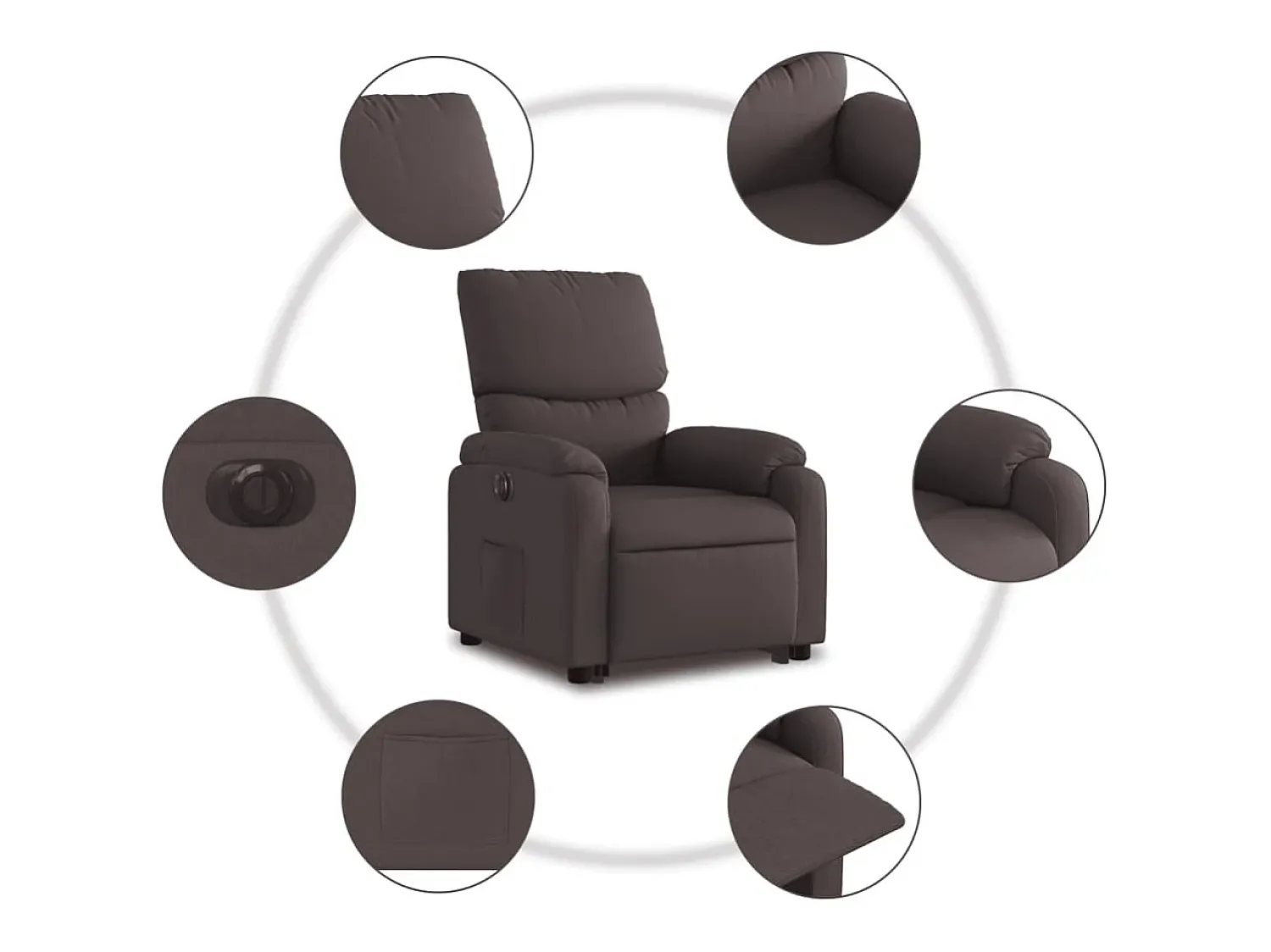 Poltrona* Poltrona Confortável | Poltrona reclinável elevatória elétrica tecido -escuro SHL454460 Castanho