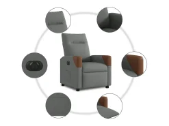 New Poltrona Confortável | Poltrona reclinável elétrica tecido cinzento-escuro SHL998565 Cinza antracite