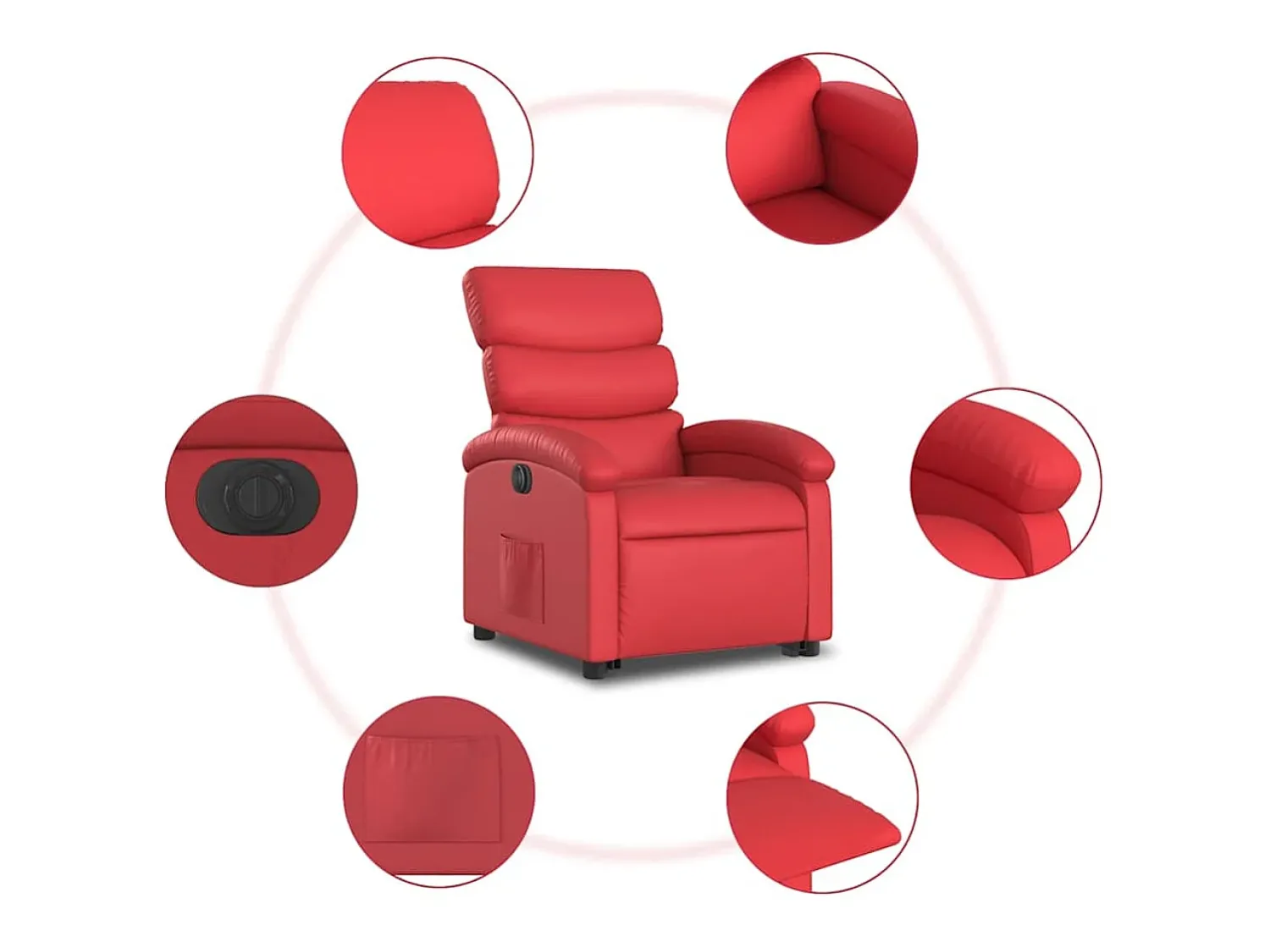 Poltrona| Poltrona Confortável | Poltrona reclinável elevatória elétrica couro artif. SHL759223 Vermelho
