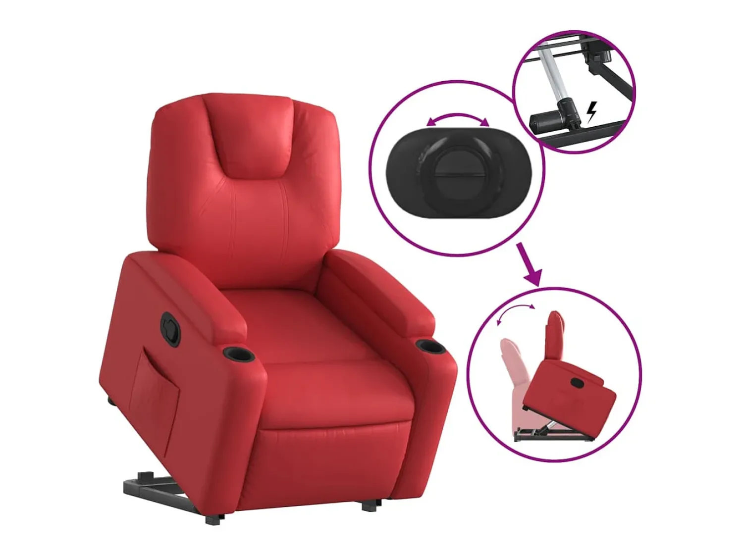 Poltrona| Poltrona Confortável | Poltrona reclinável elevatória couro artificial SHL400017 Vermelho