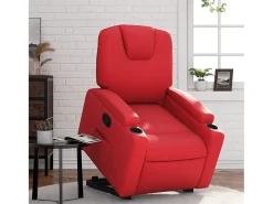 Poltrona| Poltrona Confortável | Poltrona reclinável elevatória couro artificial SHL400017 Vermelho