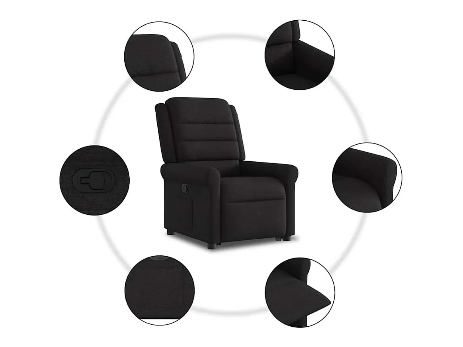 Discount Poltrona Confortável | Poltrona reclinável elevatória tecido SHL280335 Preto