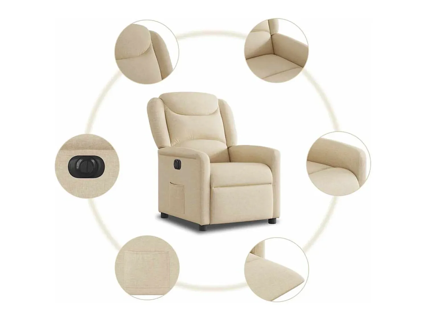 Poltrona* Poltrona Confortável | Poltrona reclinável elétrica tecido cor SHL550521 Creme