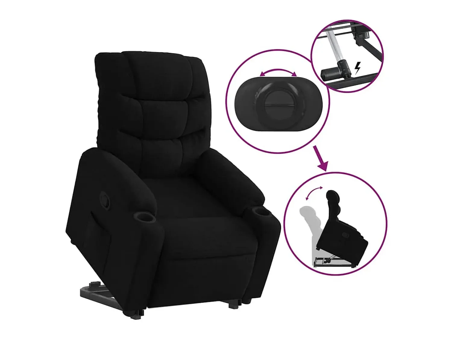 Clearance Poltrona Confortável | Poltrona reclinável elevatória tecido SHL307802 Preto