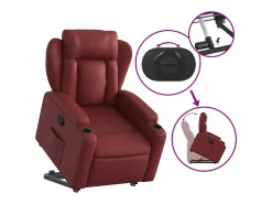 Poltrona| Poltrona Confortável | Poltrona reclinável elevatória couro artificial tinto SHL163297 Vermelho