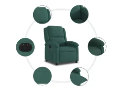 Sale Poltrona Confortável | Poltrona reclinável elétrica veludo verde-escuro SHL545363 Verde pinho