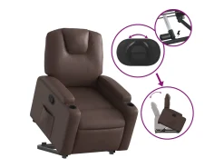 Poltrona* Poltrona Confortável | Poltrona reclinável elevatória couro artificial SHL491402 Castanho