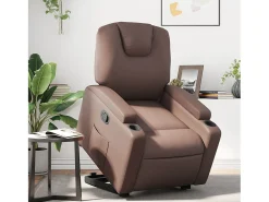 Poltrona* Poltrona Confortável | Poltrona reclinável elevatória couro artificial SHL491402 Castanho