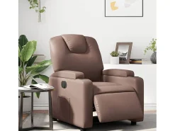 Best Poltrona Confortável | Poltrona reclinável elétrica couro artificial SHL774346 Castanho