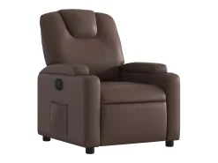 Best Poltrona Confortável | Poltrona reclinável elétrica couro artificial SHL774346 Castanho