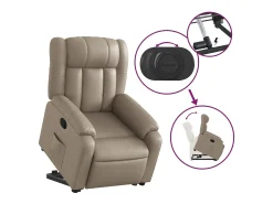Poltrona| Poltrona Confortável | Poltrona reclinável elevatória couro artificial cor cappuccino SHL483286 Castanho