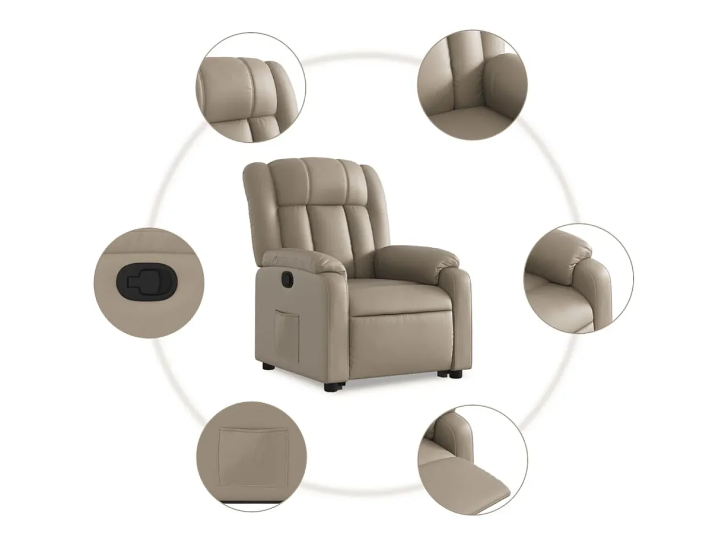 Poltrona| Poltrona Confortável | Poltrona reclinável elevatória couro artificial cor cappuccino SHL483286 Castanho