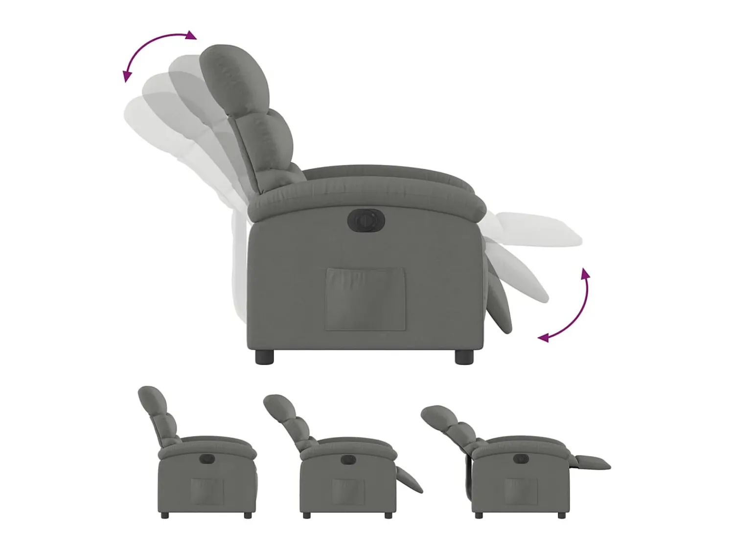 Poltrona Confortável | Poltrona reclinável elétrica tecido cinzento-escuro SHL545280^ Poltrona