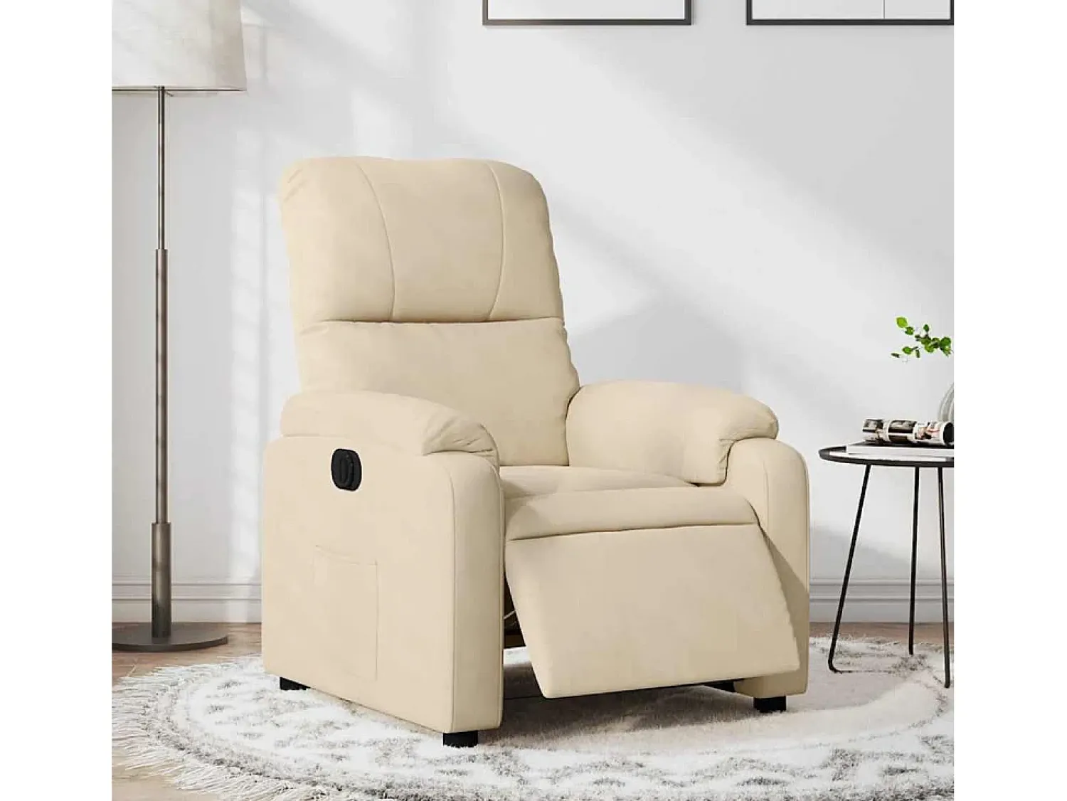 Poltrona* Poltrona Confortável | Poltrona reclinável elétrica tecido de microfibra cor SHL42211 Creme