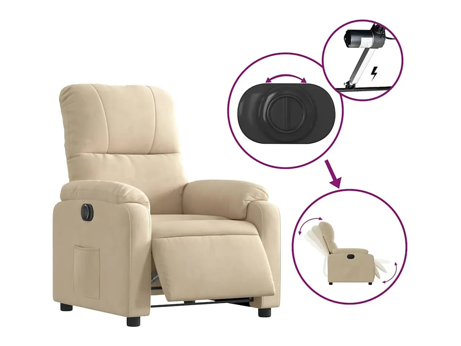 Poltrona* Poltrona Confortável | Poltrona reclinável elétrica tecido de microfibra cor SHL42211 Creme