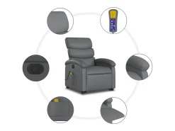 Poltrona Confortável | Poltrona reclinável elevatória elétrica couro artificial cinza SHL238331^ Poltrona