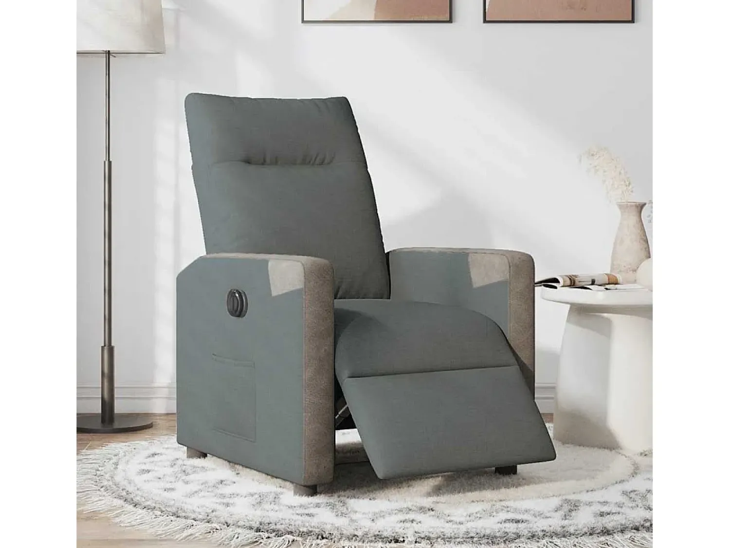Poltrona Confortável | Poltrona reclinável elétrica tecido cinzento-escuro SHL258026^ Poltrona