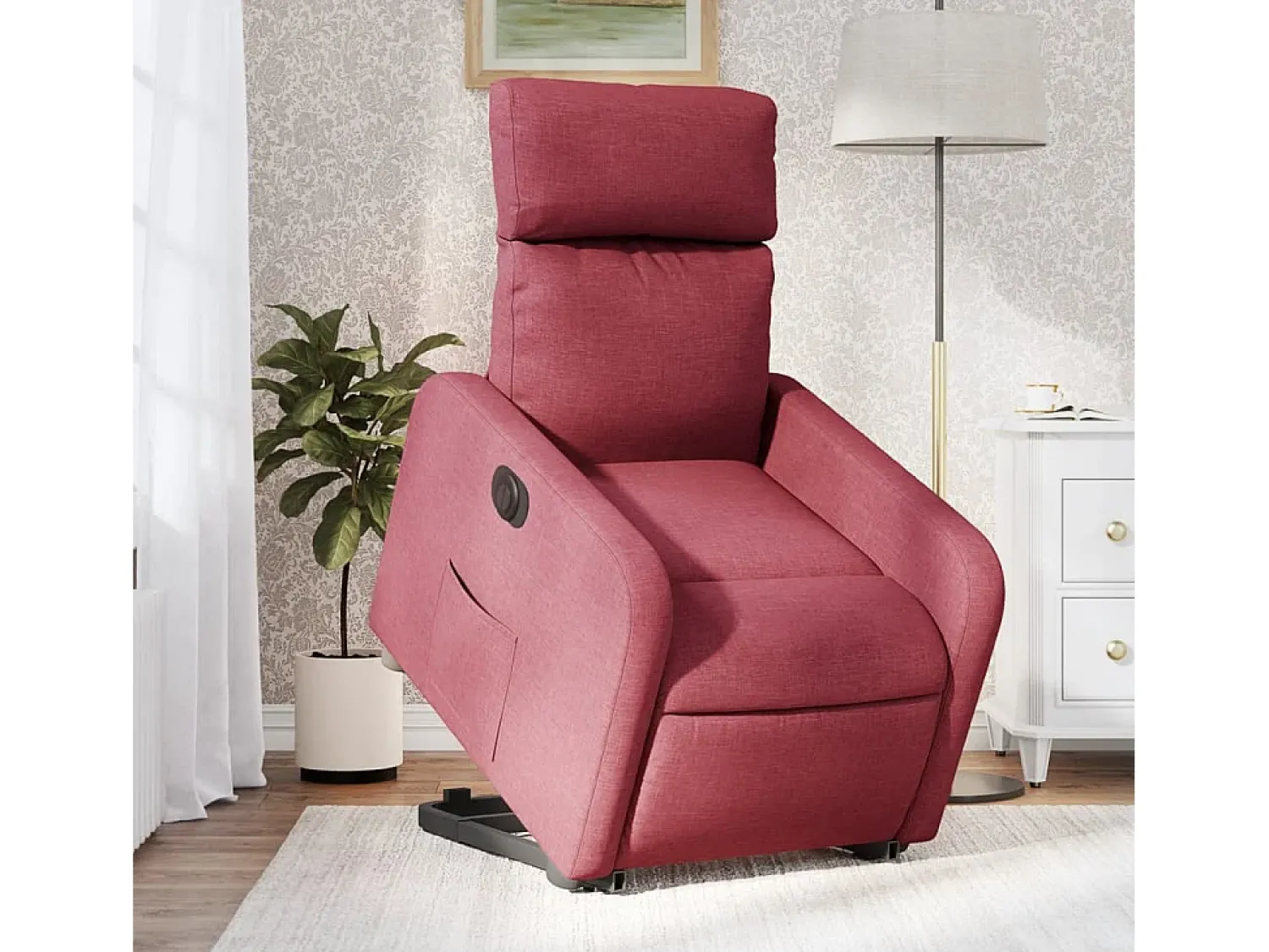 Poltrona| Poltrona Confortável | Poltrona reclinável elevatória elétrica tecido -tinto SHL410323 Vermelho