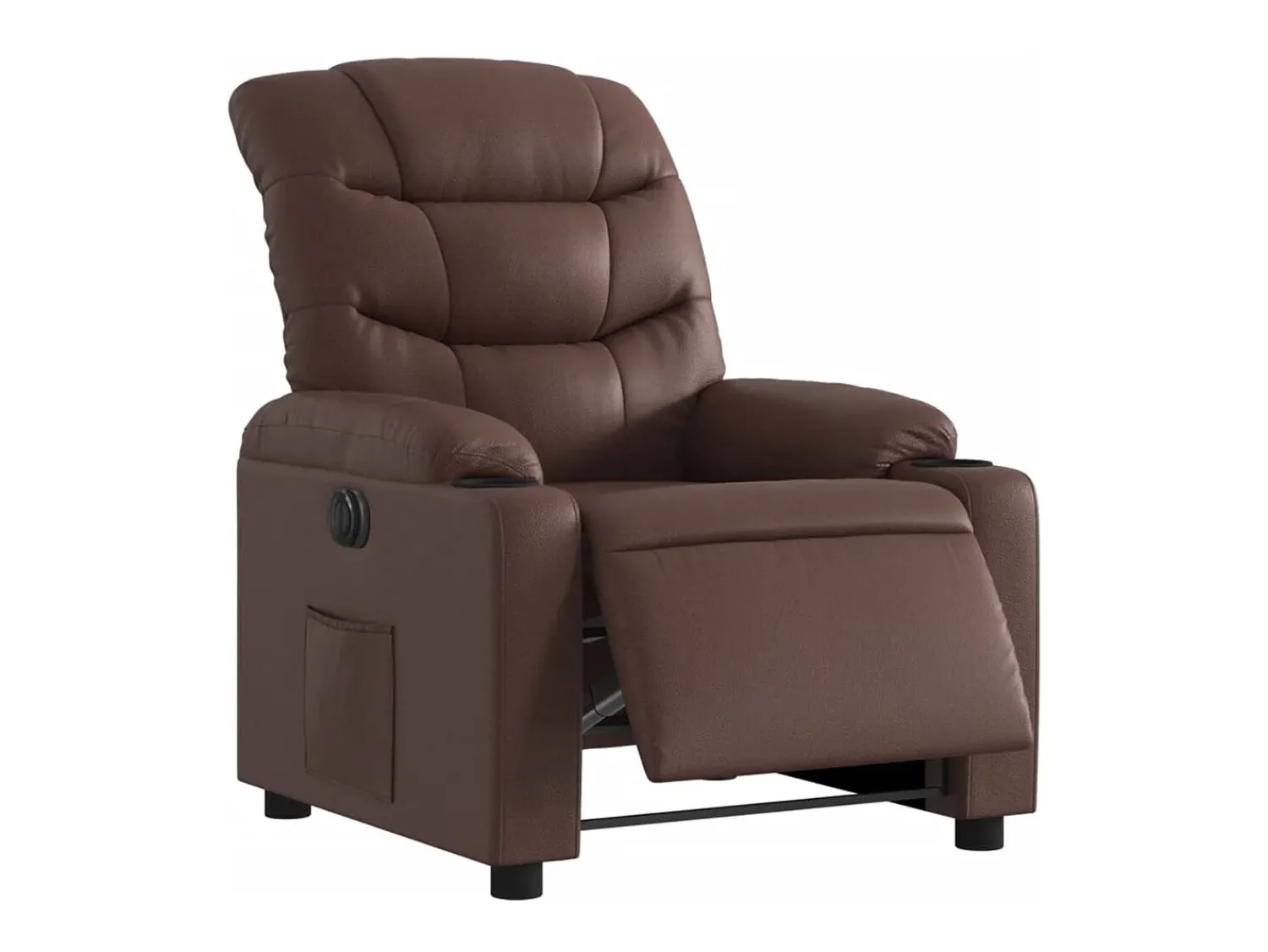 Poltrona| Poltrona Confortável | Poltrona reclinável elétrica couro artificial SHL576055 Castanho