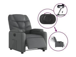 Poltrona* Poltrona Confortável | Poltrona reclinável elétrica couro artificial SHL794960 Cinzento