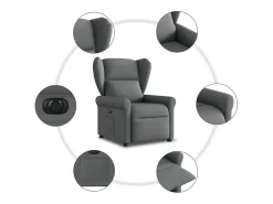 Poltrona Confortável | Poltrona reclinável elétrica tecido cinzento-escuro SHL616358^ Poltrona