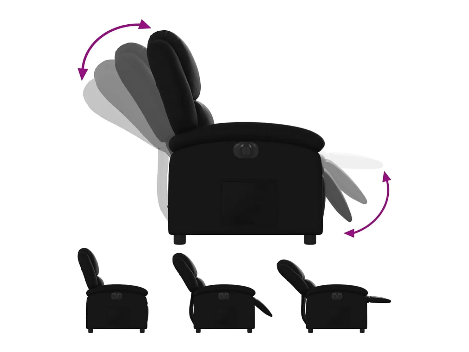 Poltrona| Poltrona Confortável | Poltrona reclinável elétrica couro artificial SHL393404 Preto
